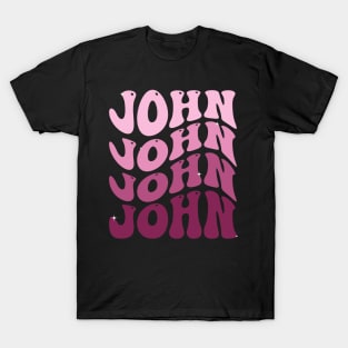 John First Name Personalized Retro Groovy Birthday T-Shirt